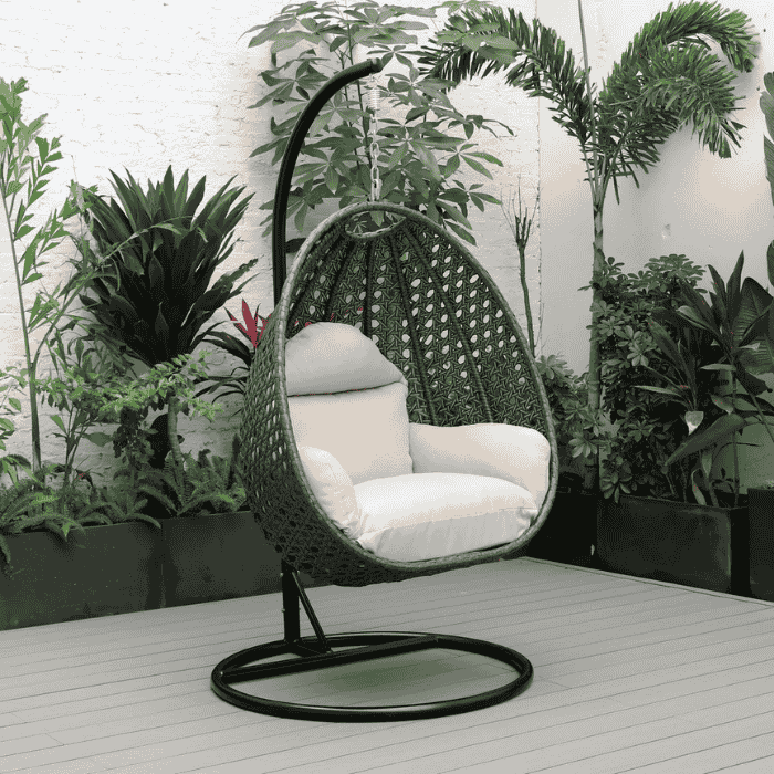 Embrace Comfort and Style with the LeisureMod Summit Modern Outdoor Single Person Egg Swing Chair - LeisureMod