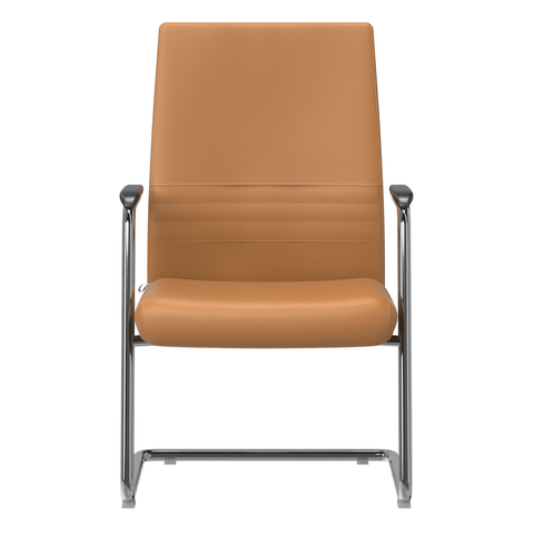 LeisureMod Aleen Mid-Century Modern Office Chair with Upholstered Seat and Metal Armrest