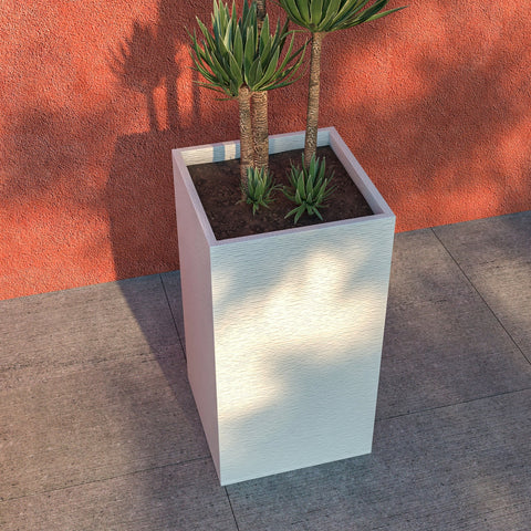 LeisureMod Basalt Fiberstone and MgO Clay Planter, Mid-Century Modern Tall Square Planter Pot for Indoor and Outdoor