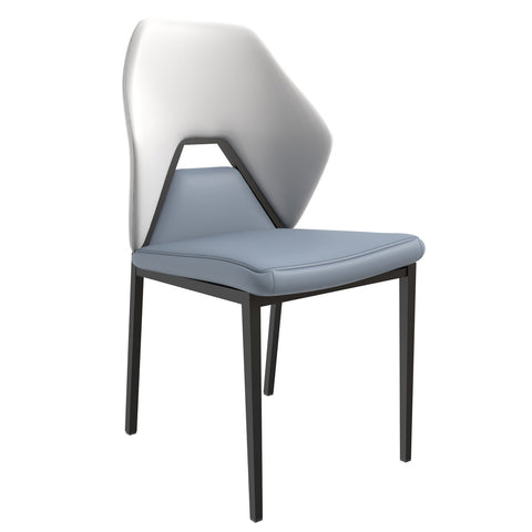 LeisureMod ECLAT Dining Chair with Upholstered Leather Seat and Back in Black Iron