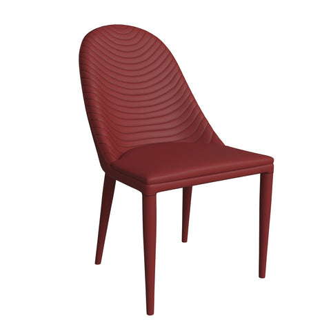 LeisureMod Seville Modern Dining Chair Upholstered Leather with Metal Legs