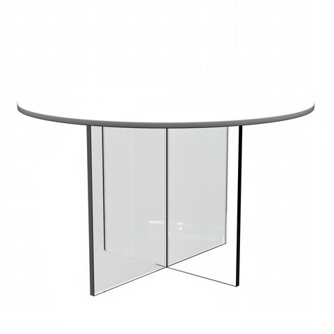 LeisureMod Valore Series Modern Coffee Table with Round Tabletop and Sturdy Acrylic Cross Base for Living Room and Bedroom