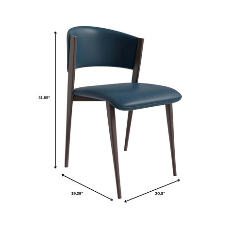 LeisureMod Aspen Modern Dining Chairs, Upholstered Leather Kitchen Room Chairs with Metal Legs