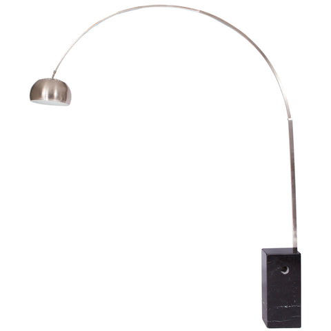 LeisureMod Arco Modern Floor Lamp with Marble Cube Base