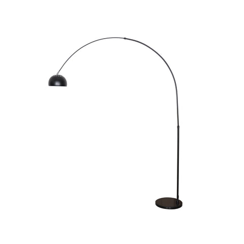 Leisuremod Arco Modern Arched Floor Lamp 76" Height with Black Round Marble Base and Metal Dome Lamp Shade