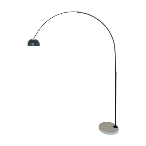 Leisuremod Arco Modern Arched Floor Lamp 76" Height with White Round Marble Base and Metal Dome Lamp Shade