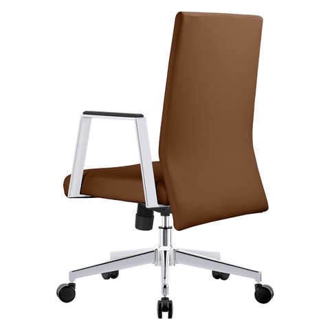 LeisureMod Aleen Mid-Century Modern Leather Office Chair with Adjustable Height, Tilt and 360 Degree Swivel