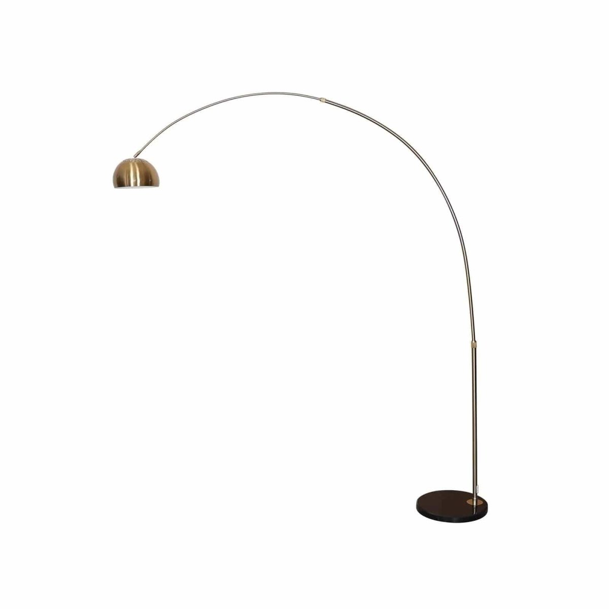 Arco Modern 76" Arched Floor Lamp: Black Marble Base & Metal Dome Shade