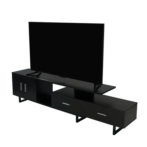 LeisureMod Avery Mid-Century Modern TV Stand with MDF Cabinet and Powder Coated Steel Legs