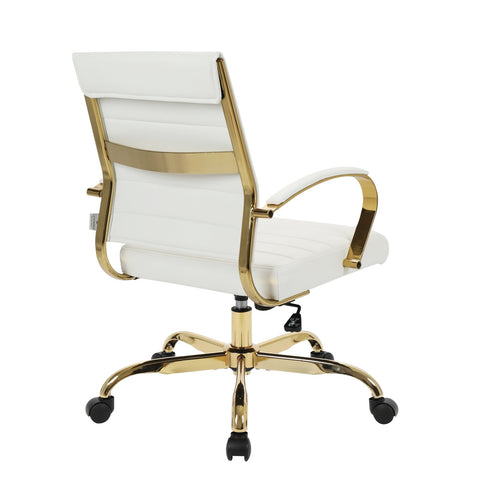 LeisureMod Benmar Home Leather Office Chair With Gold Frame