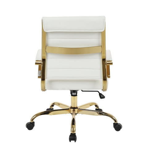 LeisureMod Benmar Home Leather Office Chair With Gold Frame