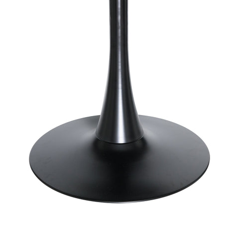 LeisureMod Bristol Modern Round Dining Table with 36" MDF Tabletop and Black Iron Pedestal Base