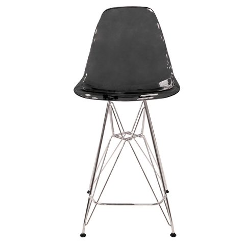 LeisureMod Cresco Modern Acrylic Barstool with Chrome Base and Footrest for Kitchen and Dining Room