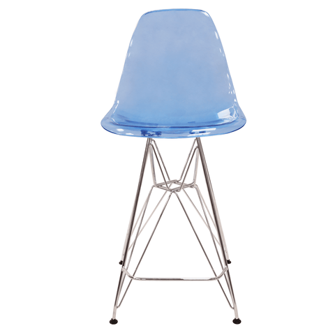 LeisureMod Cresco Modern Acrylic Barstool with Chrome Base and Footrest for Kitchen and Dining Room