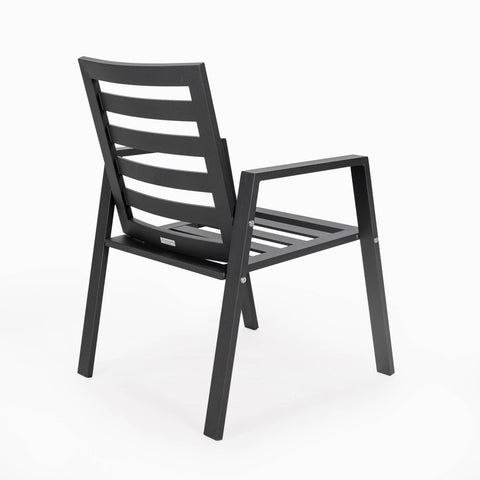 LeisureMod Chelsea Modern Patio Dining Armchair in Aluminum with Removable Cushions