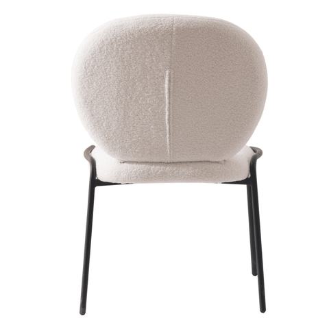 LeisureMod Celestial Mid-Century Modern Boucle Dining Side Chair with Black Powder Coated Iron Frame