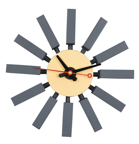 LeisureMod Vdara Modern Design Block Silent Non-Ticking Wall Clock
