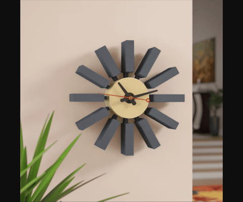 LeisureMod Vdara Modern Design Block Silent Non-Ticking Wall Clock