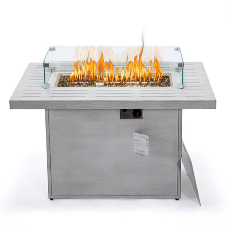 LeisureMod Chelsea Patio Modern Black Aluminum Propane Fire Pit Table