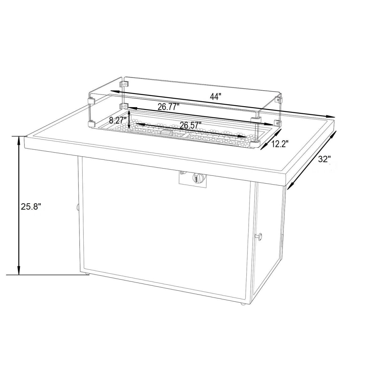 Chelsea Patio Modern Black Aluminum Propane Fire Pit Table