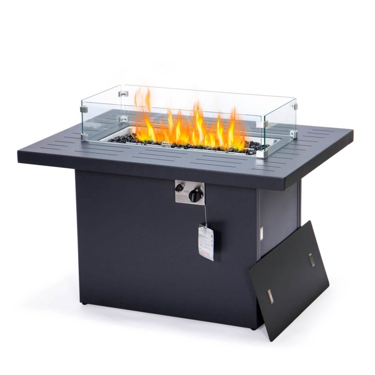 Chelsea Patio Modern Black Aluminum Propane Fire Pit Table