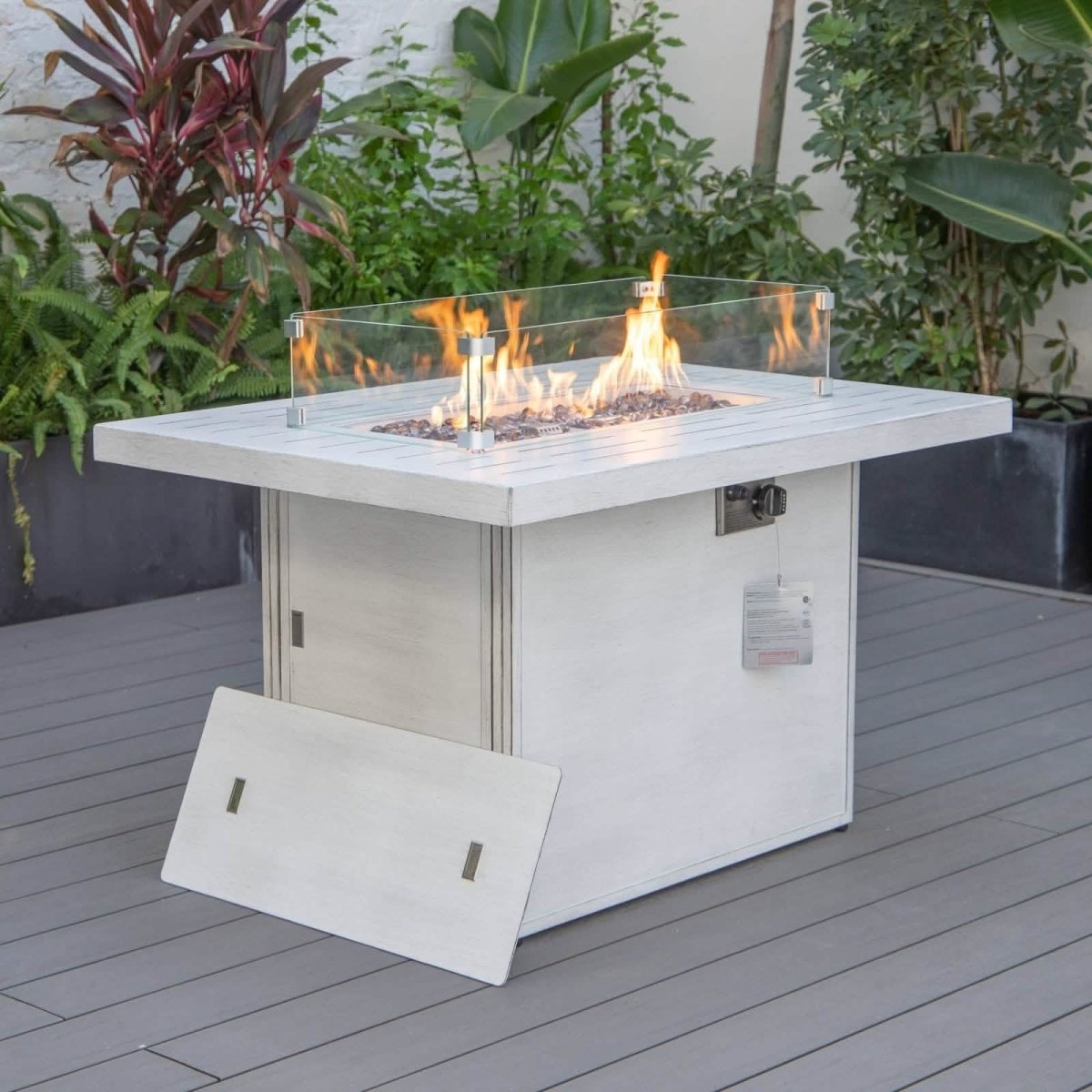Chelsea Patio Modern Black Aluminum Propane Fire Pit Table