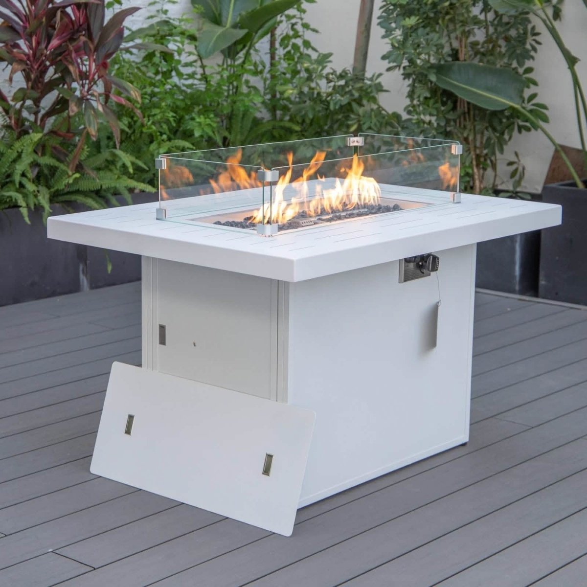 Chelsea Patio Modern Black Aluminum Propane Fire Pit Table