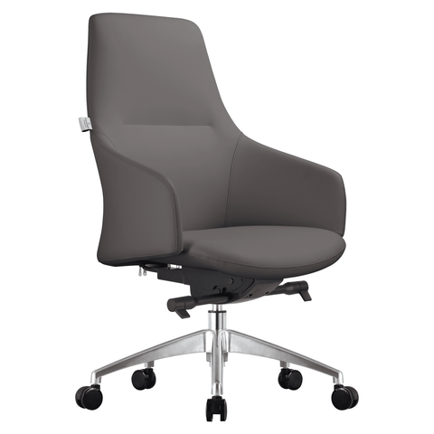 LeisureMod Celeste Mid-Century Modern Office Chair in Upholstered Faux Leather with Swivel and Tilt