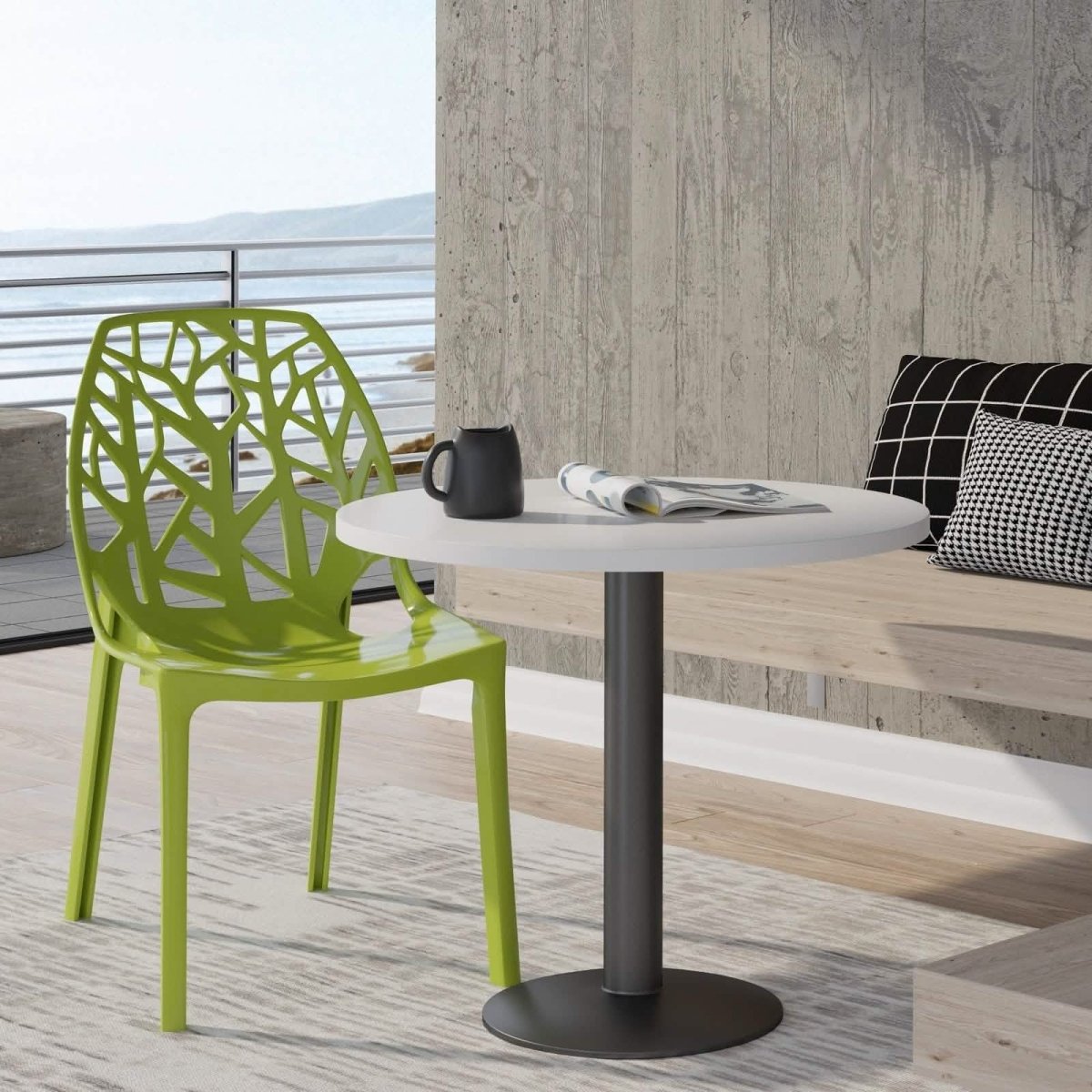 Cornelia Modern ABS Plastic Stackable Dining Chair with Cut - Out Tree Design