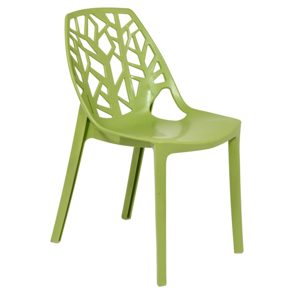 Cornelia Modern ABS Plastic Stackable Dining Chair with Cut - Out Tree Design