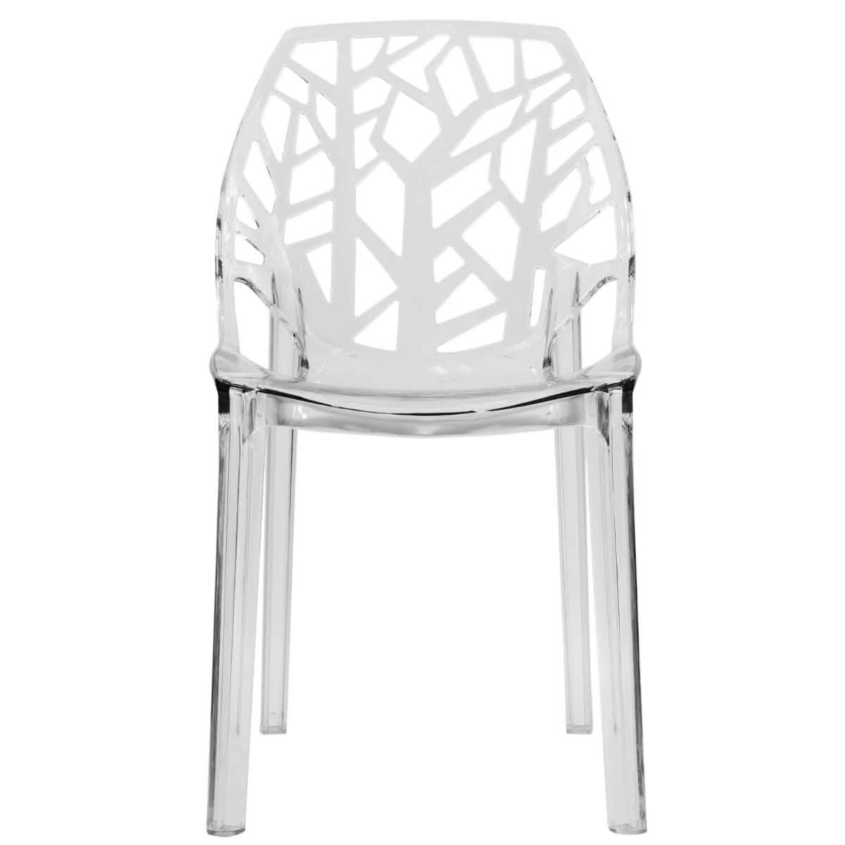 Cornelia Modern ABS Plastic Stackable Dining Chair with Cut - Out Tree Design