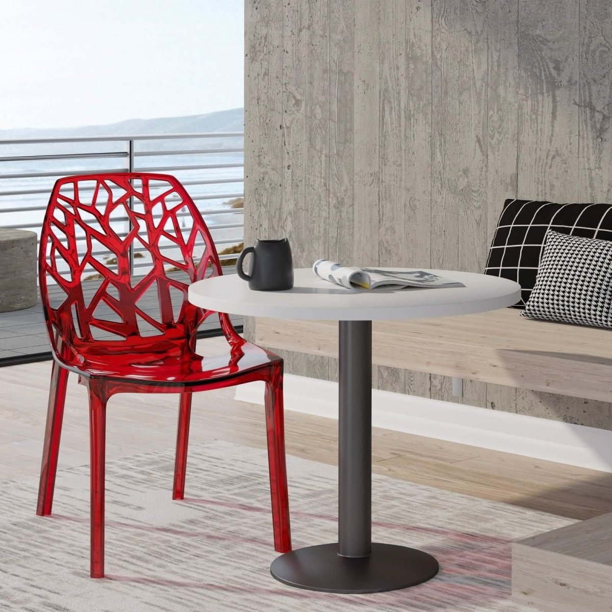 Cornelia Modern ABS Plastic Stackable Dining Chair with Cut - Out Tree Design