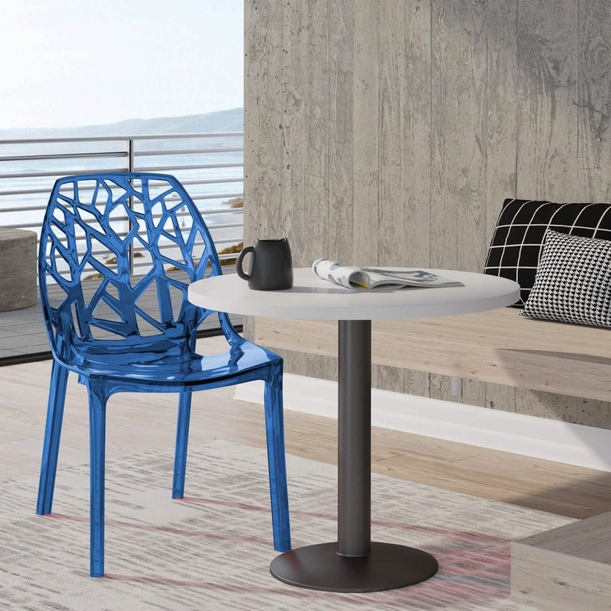 Cornelia Modern ABS Plastic Stackable Dining Chair with Cut - Out Tree Design