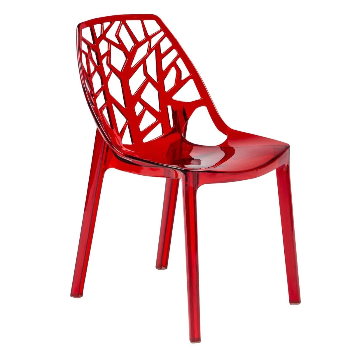 Cornelia Modern ABS Plastic Stackable Dining Chair with Cut - Out Tree Design