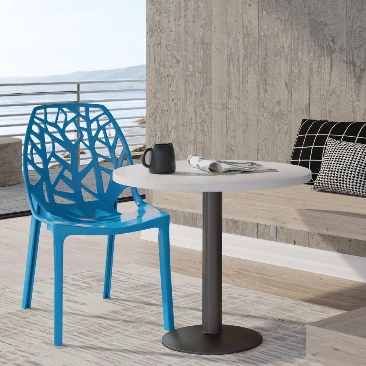 Cornelia Modern ABS Plastic Stackable Dining Chair with Cut - Out Tree Design