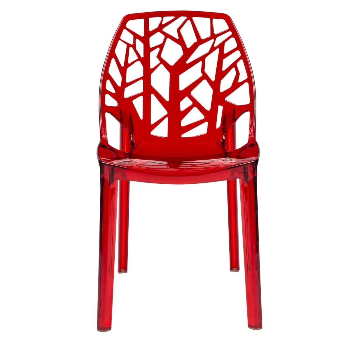 Cornelia Modern ABS Plastic Stackable Dining Chair with Cut - Out Tree Design