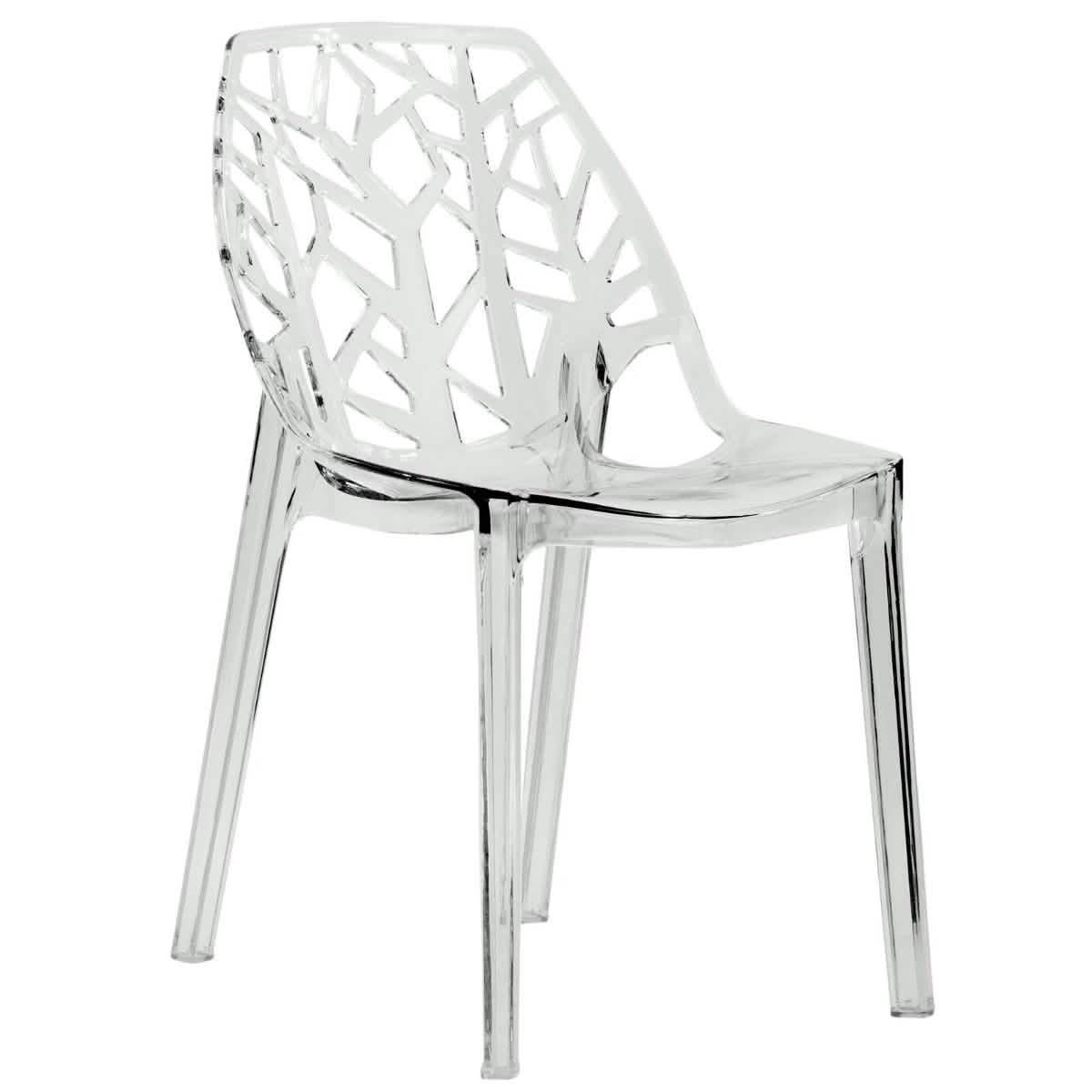 Cornelia Modern ABS Plastic Stackable Dining Chair with Cut - Out Tree Design