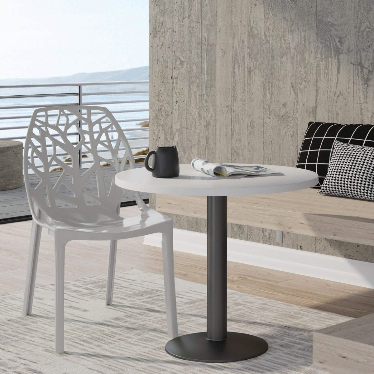 Cornelia Modern ABS Plastic Stackable Dining Chair with Cut - Out Tree Design