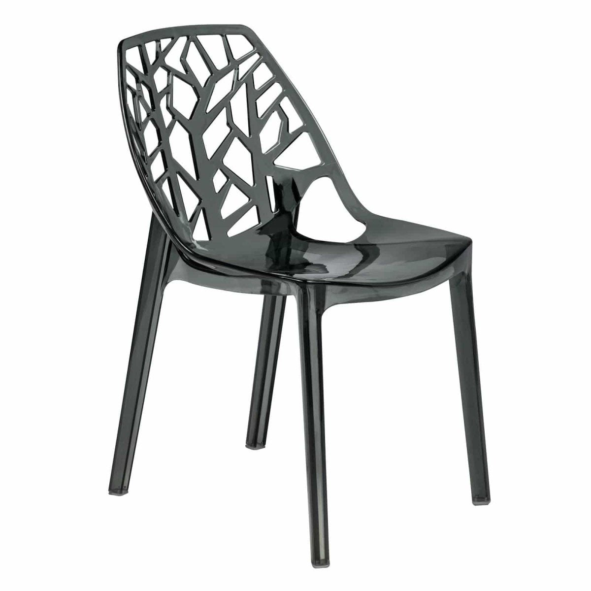 Cornelia Modern ABS Plastic Stackable Dining Chair with Cut - Out Tree Design
