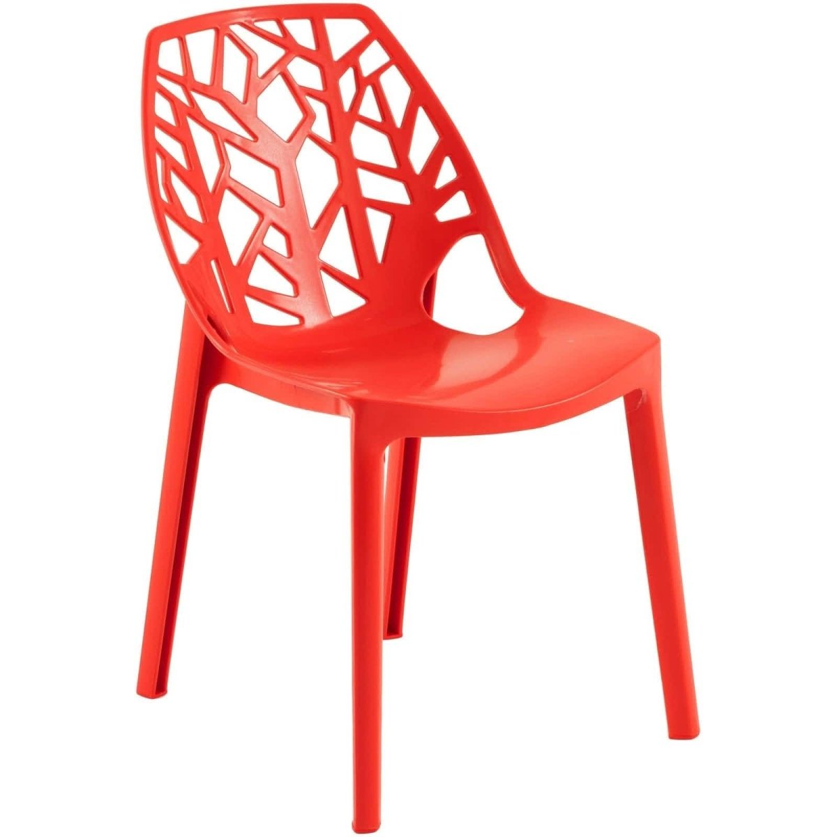 Cornelia Modern ABS Plastic Stackable Dining Chair with Cut - Out Tree Design