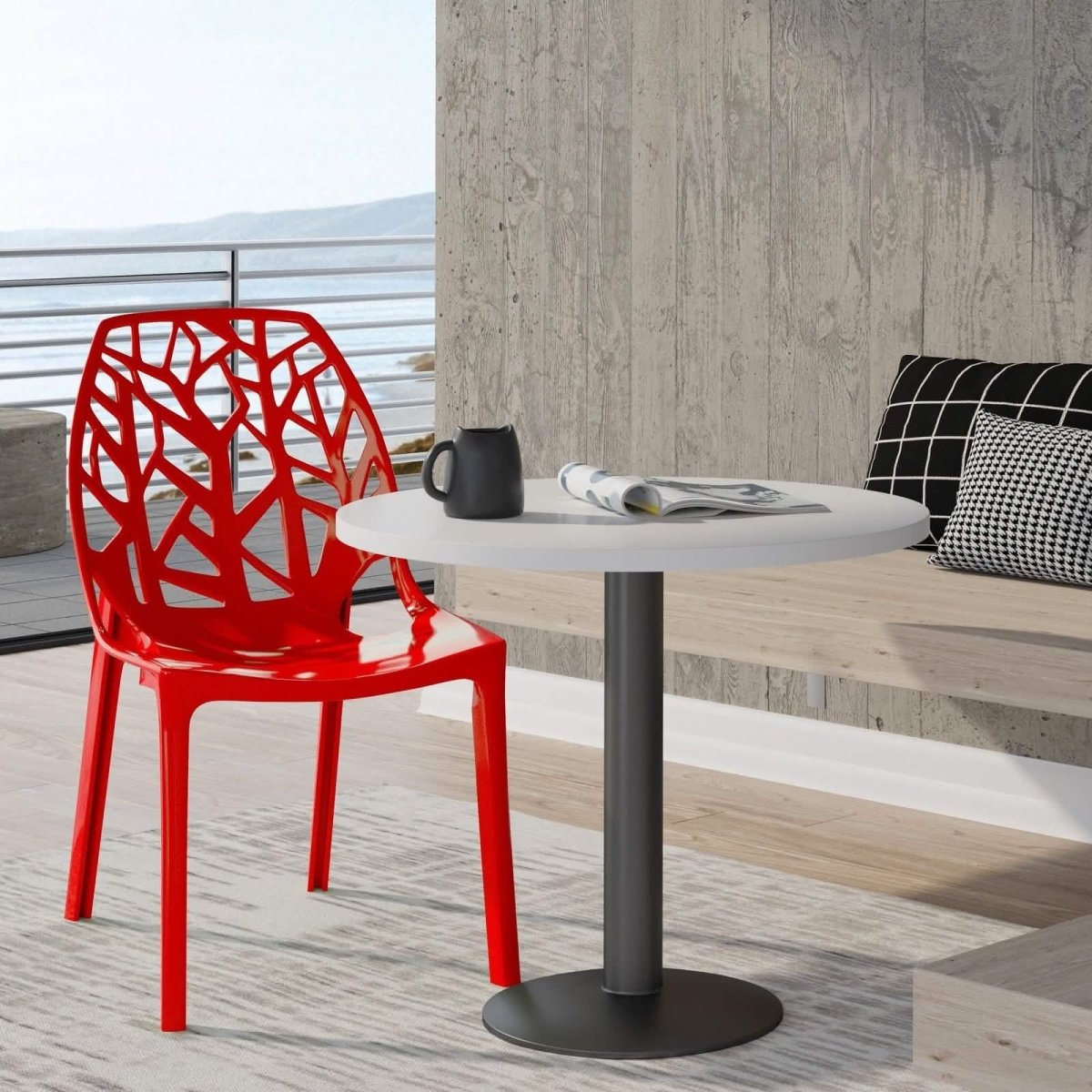 Cornelia Modern ABS Plastic Stackable Dining Chair with Cut - Out Tree Design