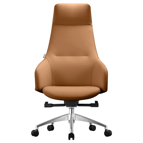 LeisureMod Celeste Mid-Century Modern High-Back Office Chair in Upholstered Faux Leather and Iron Frame with Swivel and Tilt