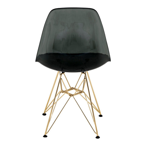LeisureMod Cresco Modern Molded Eiffel Side Dining Chair with Gold Base