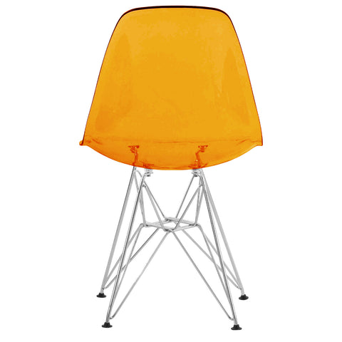 LeisureMod Cresco Molded Plastic Eiffel Side Chair With Chrome Legs.