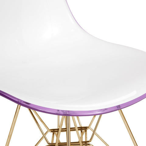 LeisureMod Cresco Modern Molded Eiffel Side Dining Chair with Gold Base