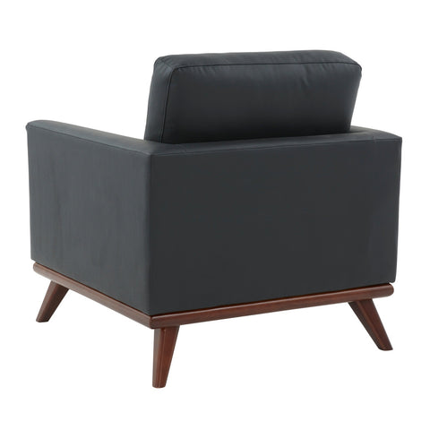 LeisureMod Chester Modern Leather Accent Arm Chair With Birch Wood Base