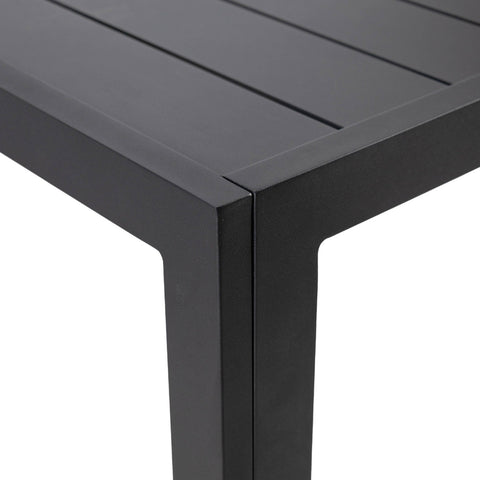 LeisureMod Chelsea Mid-Century Modern 63" and 87" Rectangular Outdoor Dining Table in Black Aluminum for Patio and Backyard Garden