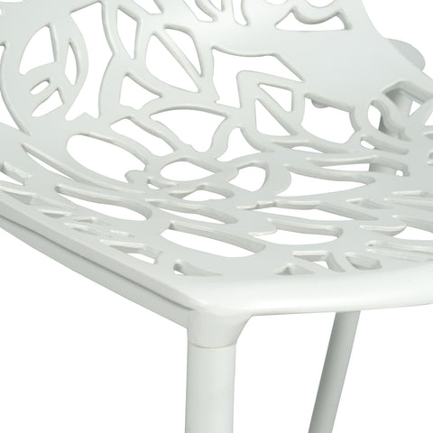 LeisureMod Devon Modern Flower Design Outdoor Aluminum Dining Chair