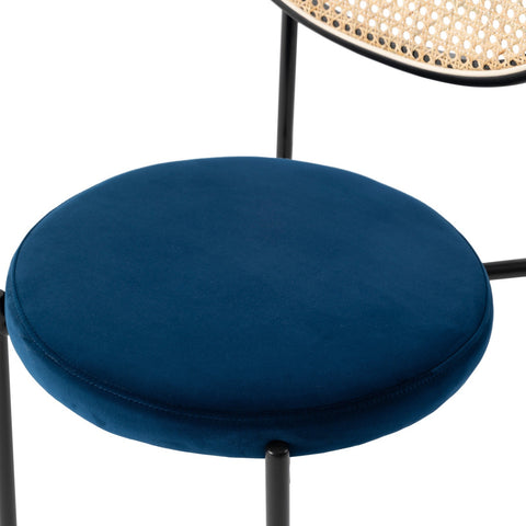 LeisureMod Euston Modern Wicker Dining Chair with Round Velvet Seat