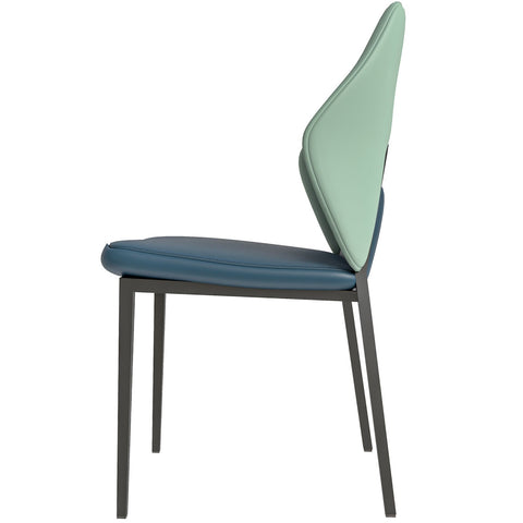 LeisureMod ECLAT Dining Chair with Upholstered Leather Seat and Back in Black Iron